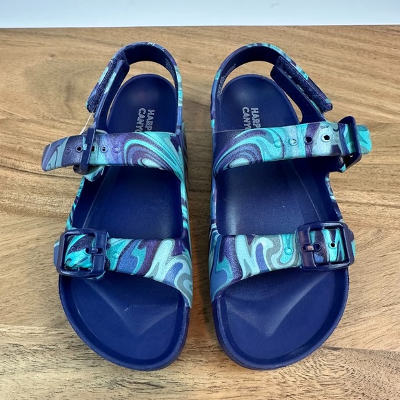 New Little Kids Harper Canyon Eva Blue Marbled Rubber‎ Strappy Sandals 10 C - Picture 1 of 8